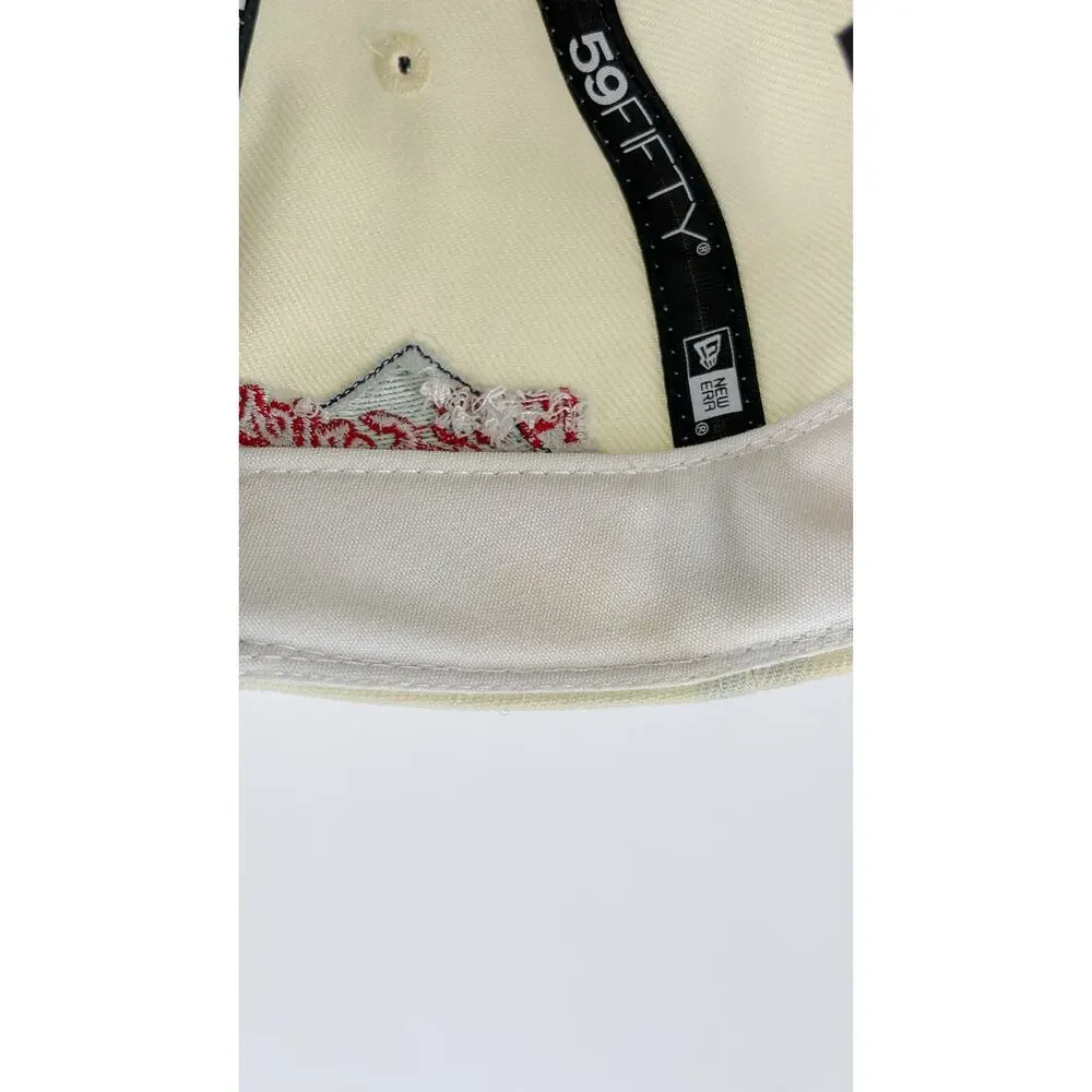 New Era Los Angeles Dodgers Team 59FIFTY Cap Hat Cream Royal Blue Fitted 7 3/8